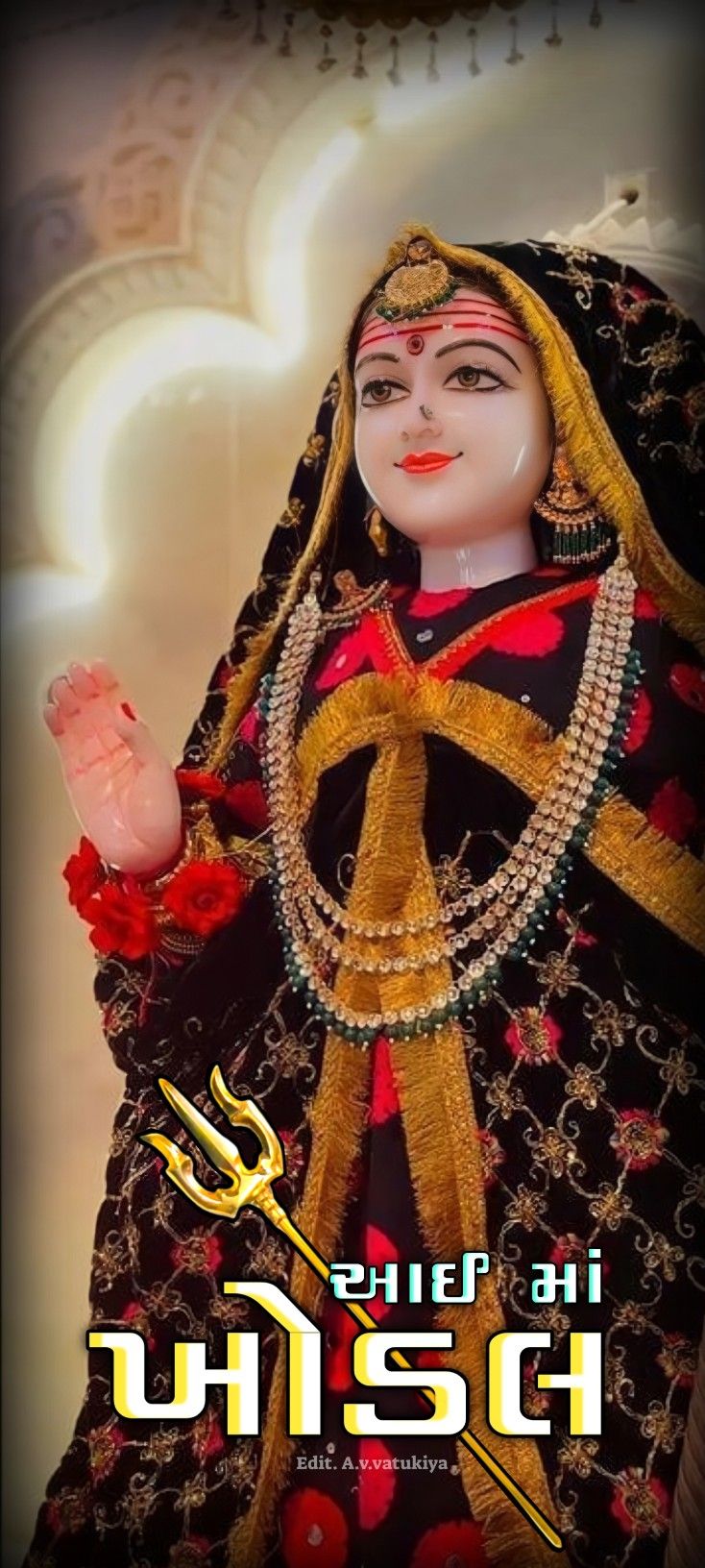 Khodiyar Maa statue with trident devotional image