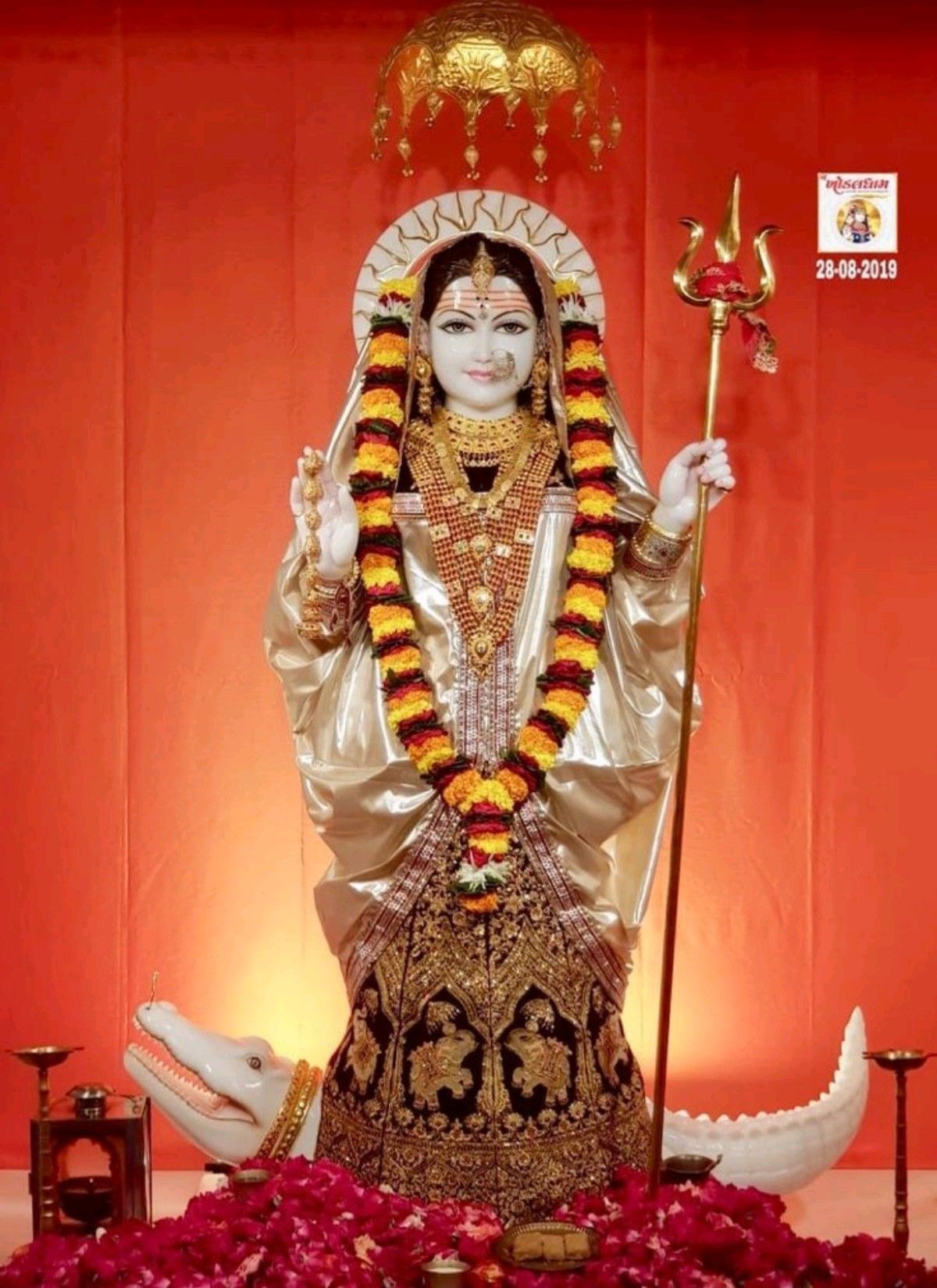 Khodiyar Maa with Trident and Crescent Moon