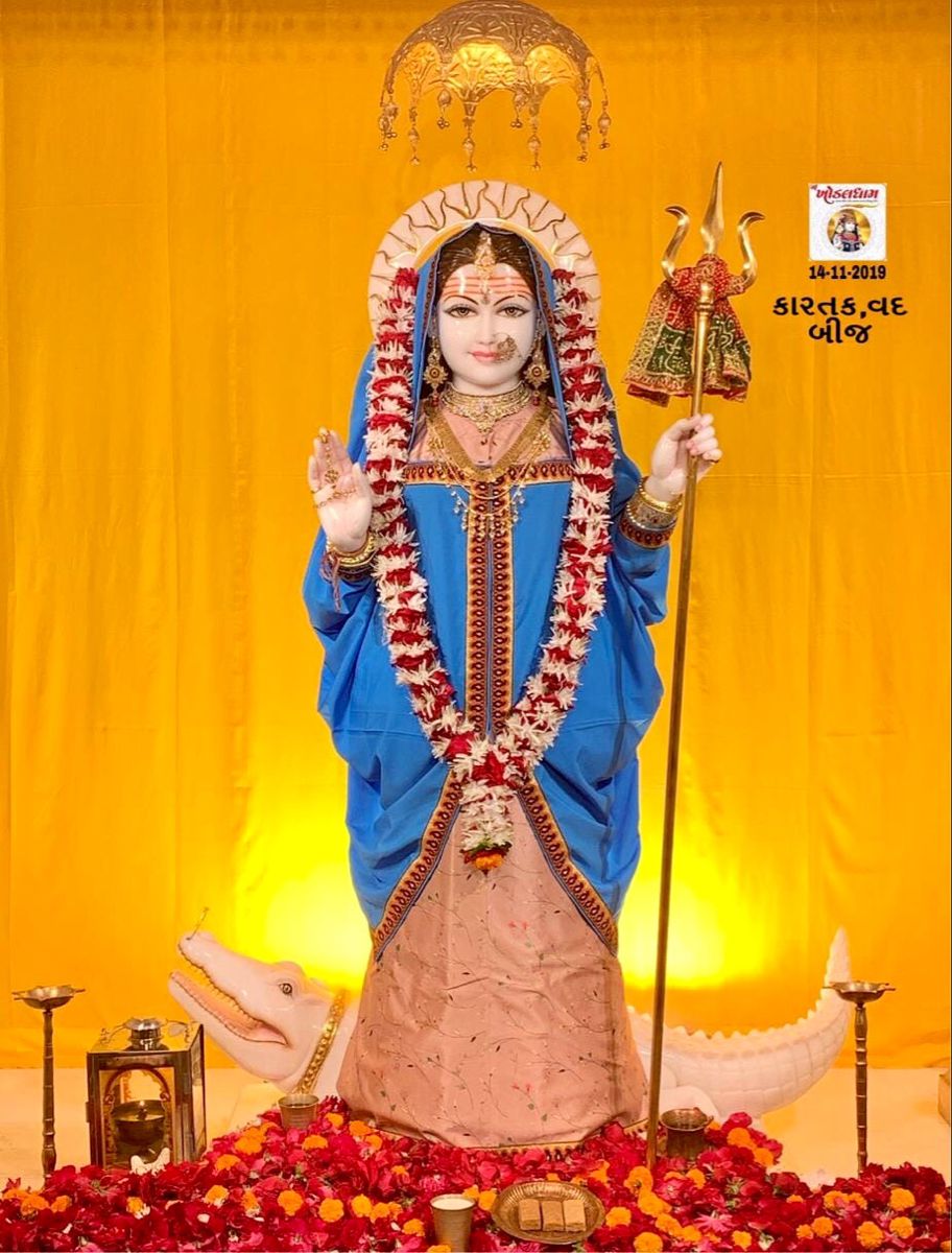 Khodiyar Maa with Trident and Chakravarti