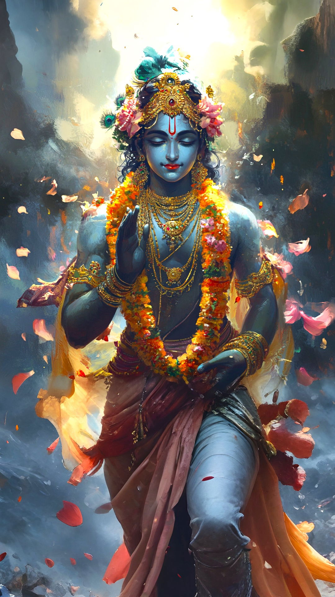 Krishna bestowing a divine blessing