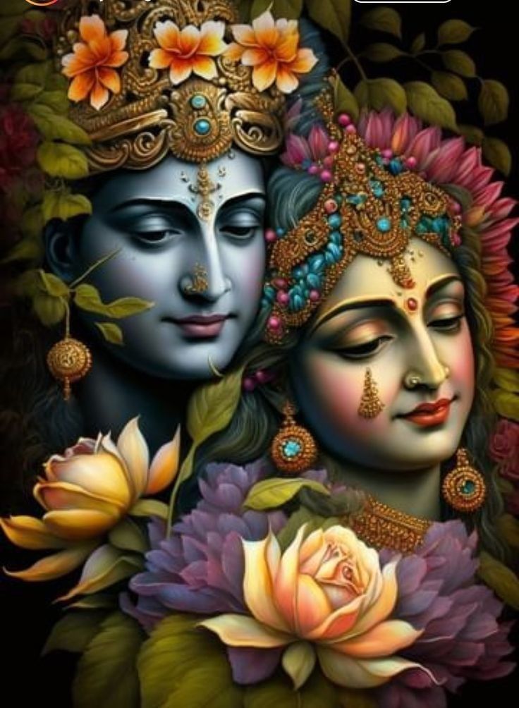 Radha Krishna divine couple portrait
