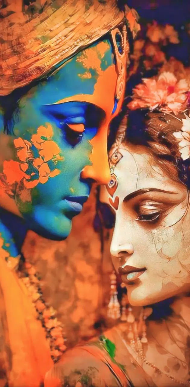 Krishna and Radha divine love portrait