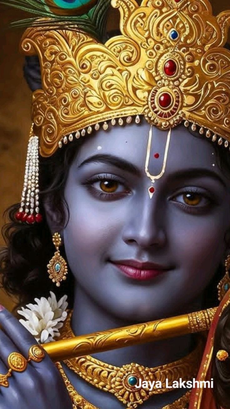 Lord Krishna with flute, divine portrait