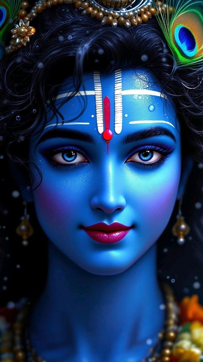 Krishna\'s captivating blue gaze portrait