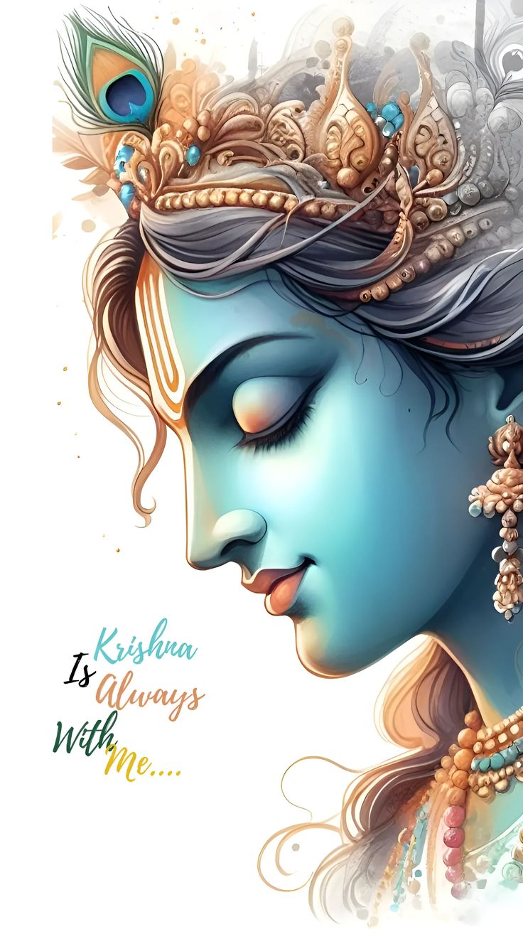 Blue-skinned Krishna with peacock feather adornment