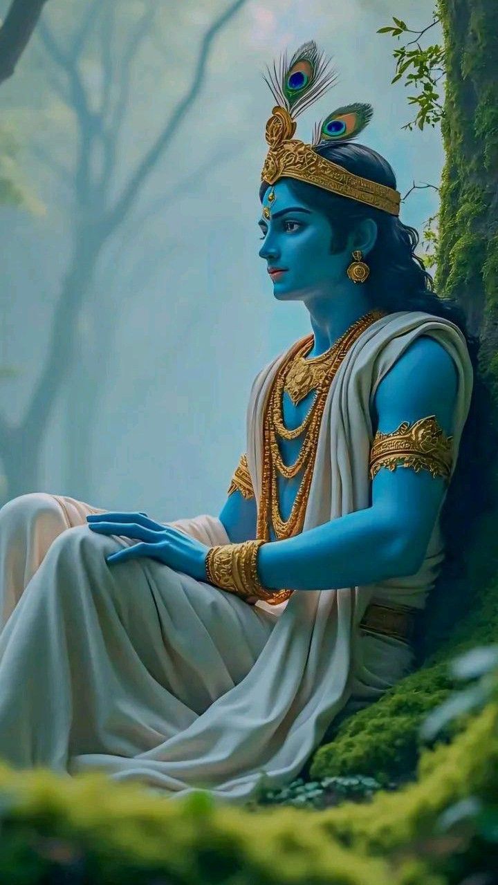 Lord Krishna serene forest portrait