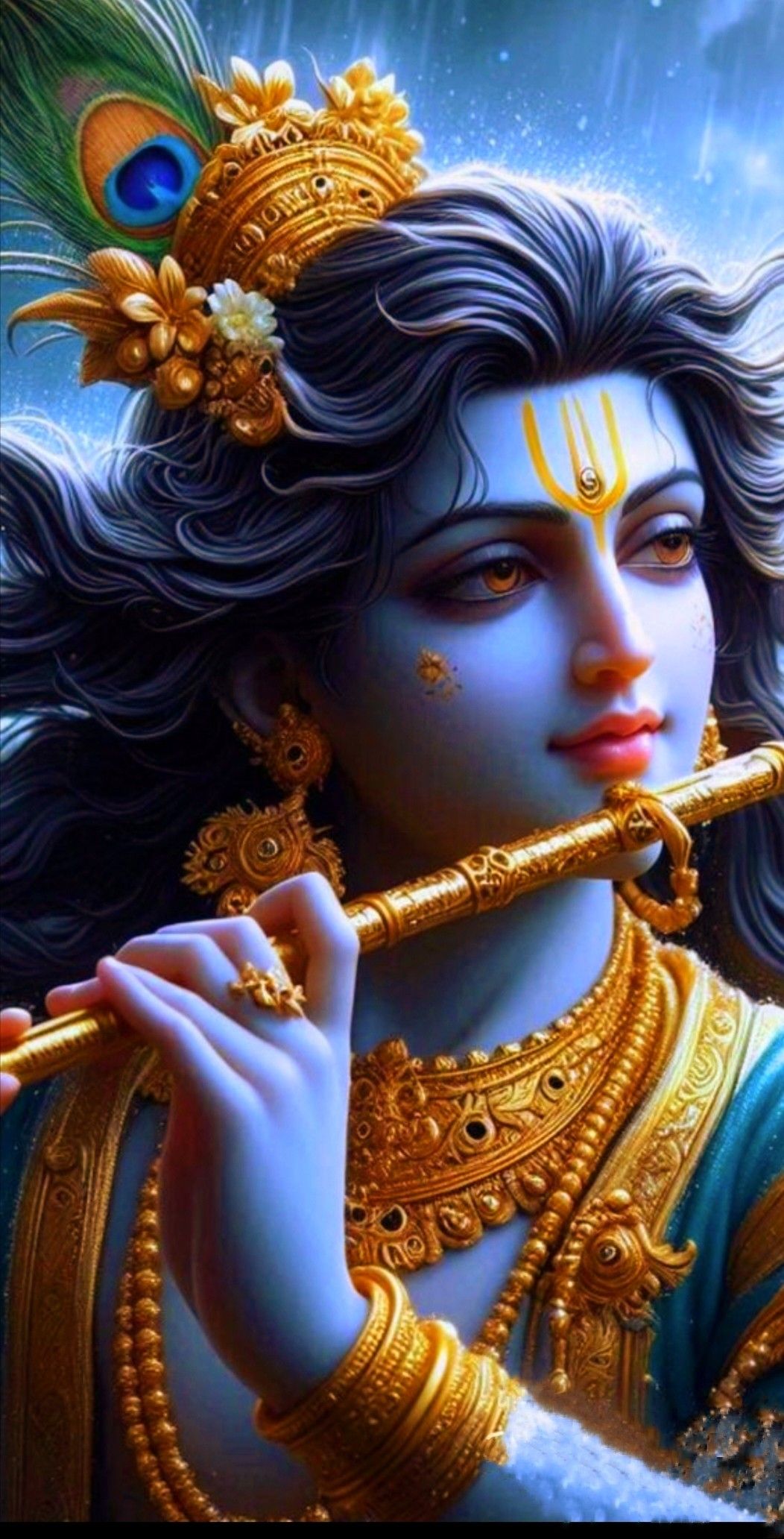 Krishna playing flute divine wallpaper