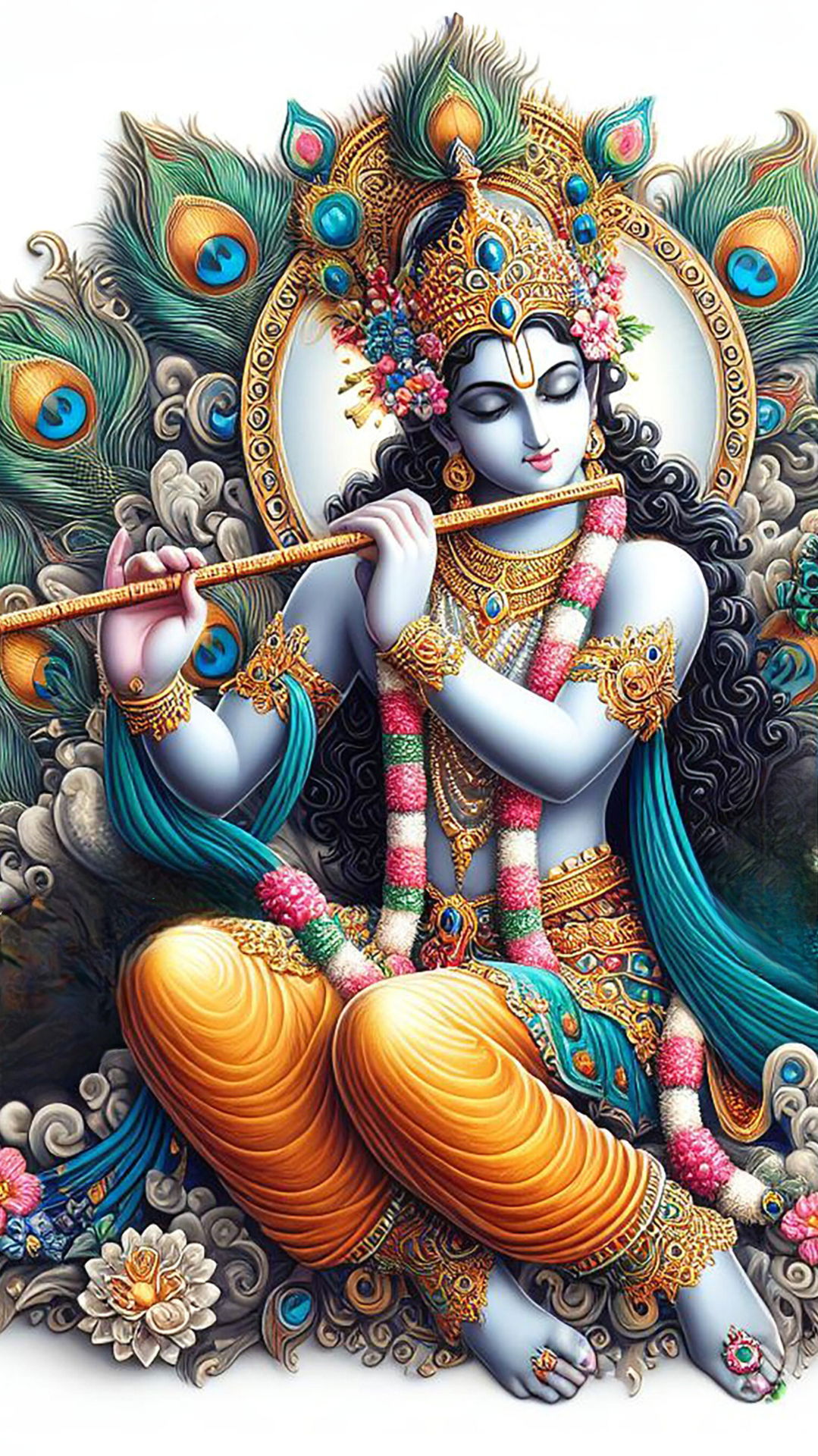 Lord Krishna playing the flute, divine art