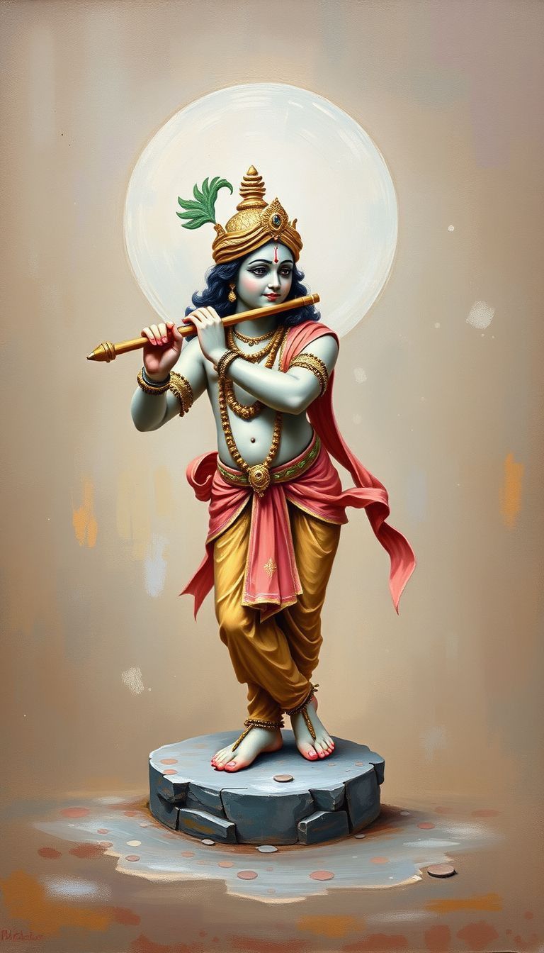 Krishna playing the flute, divine art