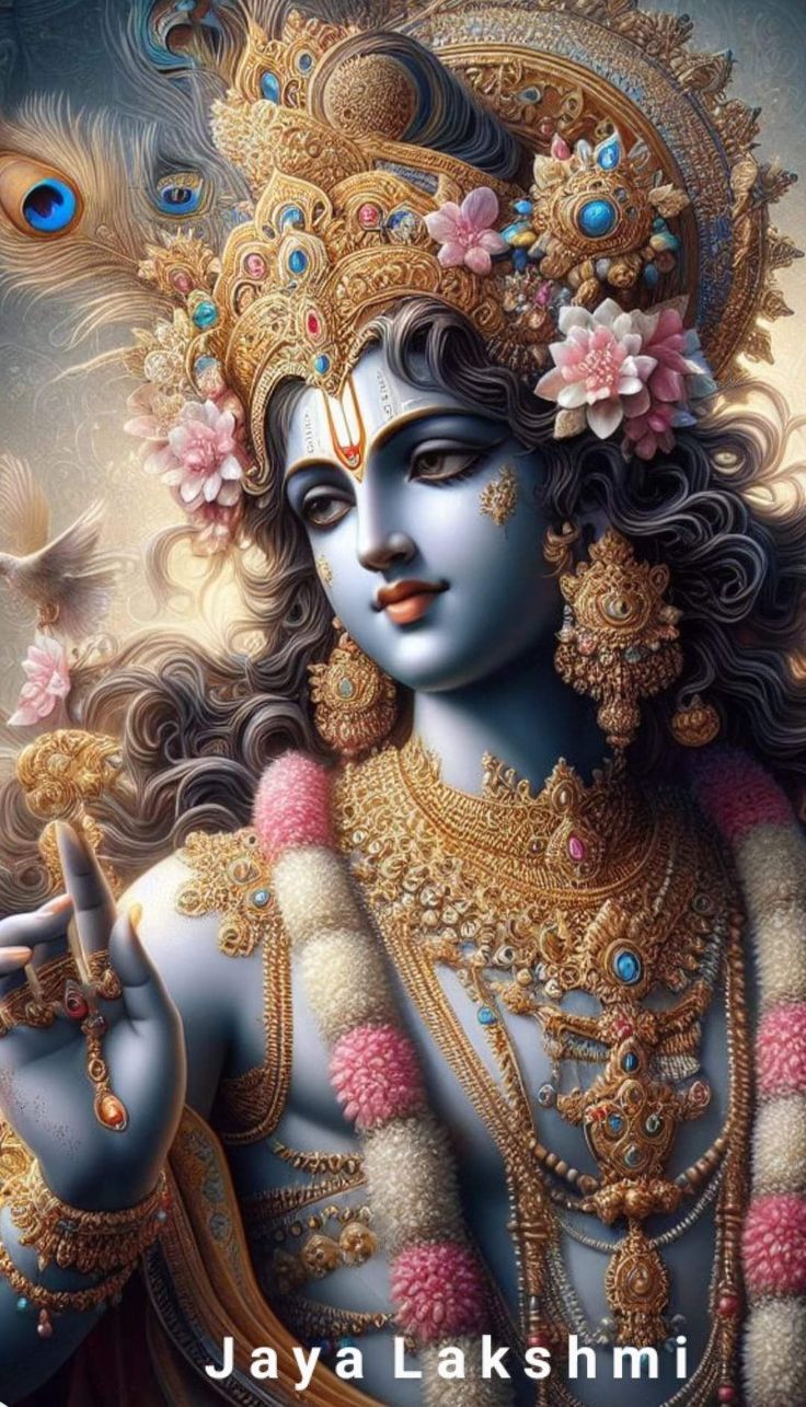 Lord Krishna playing the flute, divine portrait