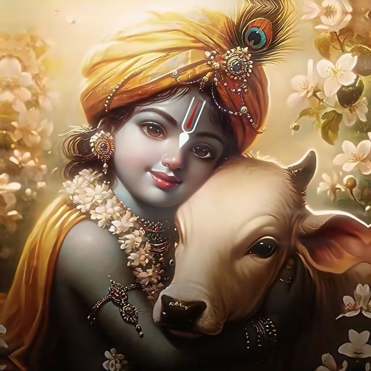 Krishna with a cow and flute.