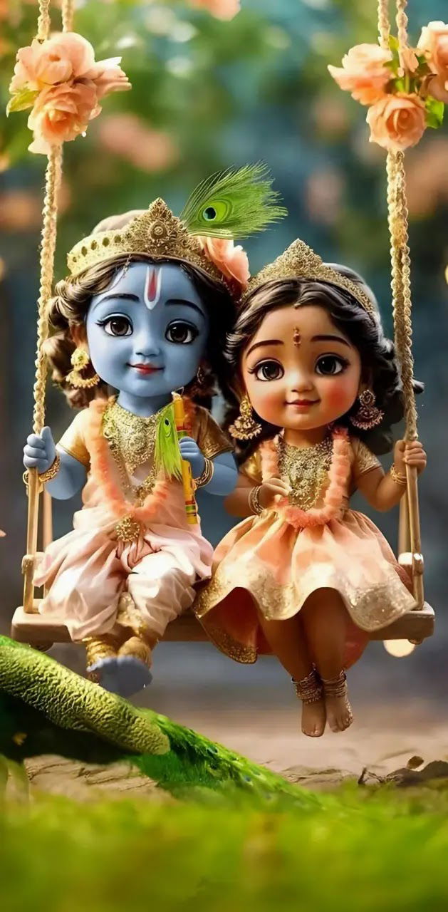 Krishna and Radha on a swing
