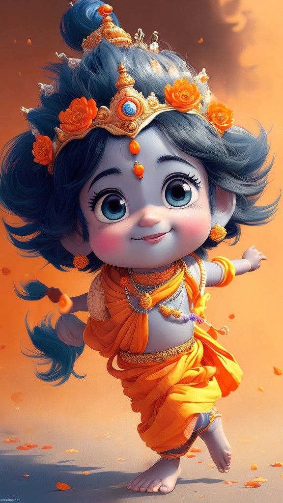 Playful baby Krishna cartoon illustration