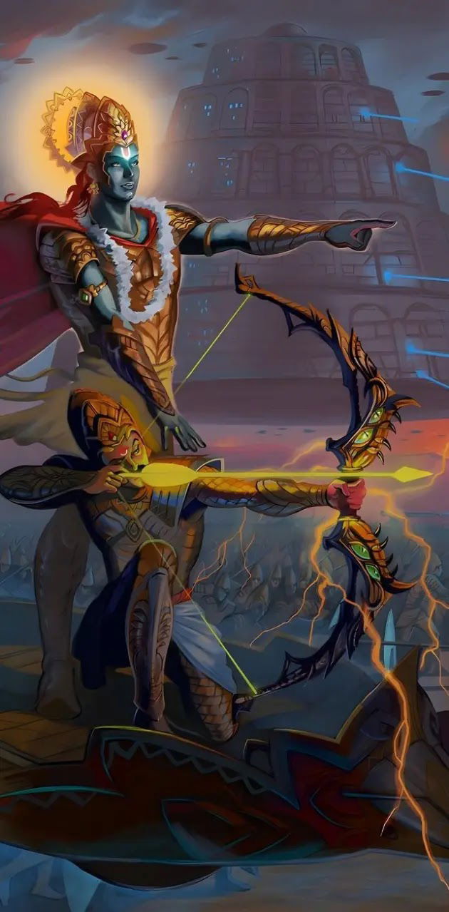 Krishna guides Arjuna in Kurukshetra war