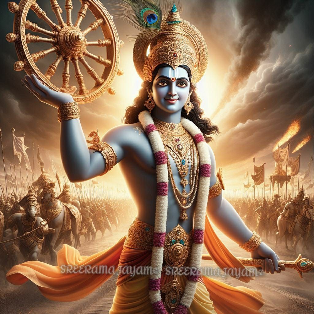 Lord Krishna on chariot Kurukshetra battlefield