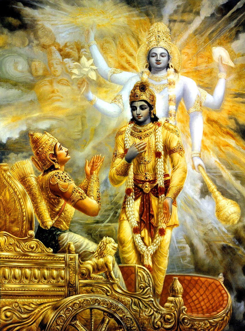 Krishna and Arjuna on a chariot