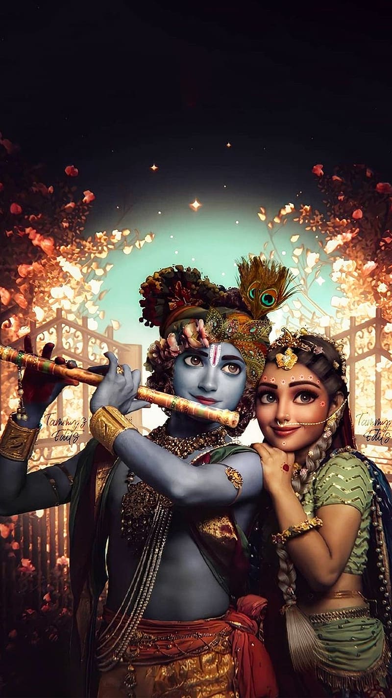 Krishna and Radha divine love portrait