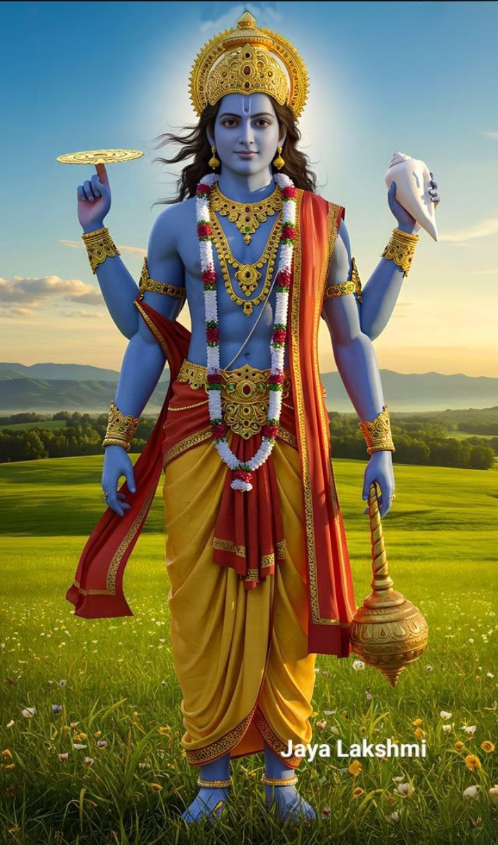 Lord Krishna with Shankh and Chakra