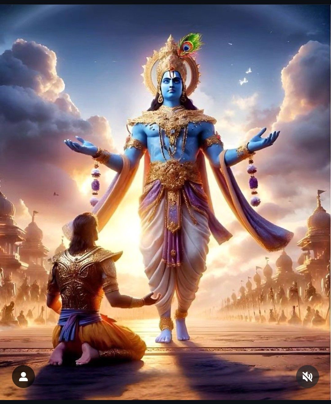Krishna and Arjuna on Kurukshetra battlefield
