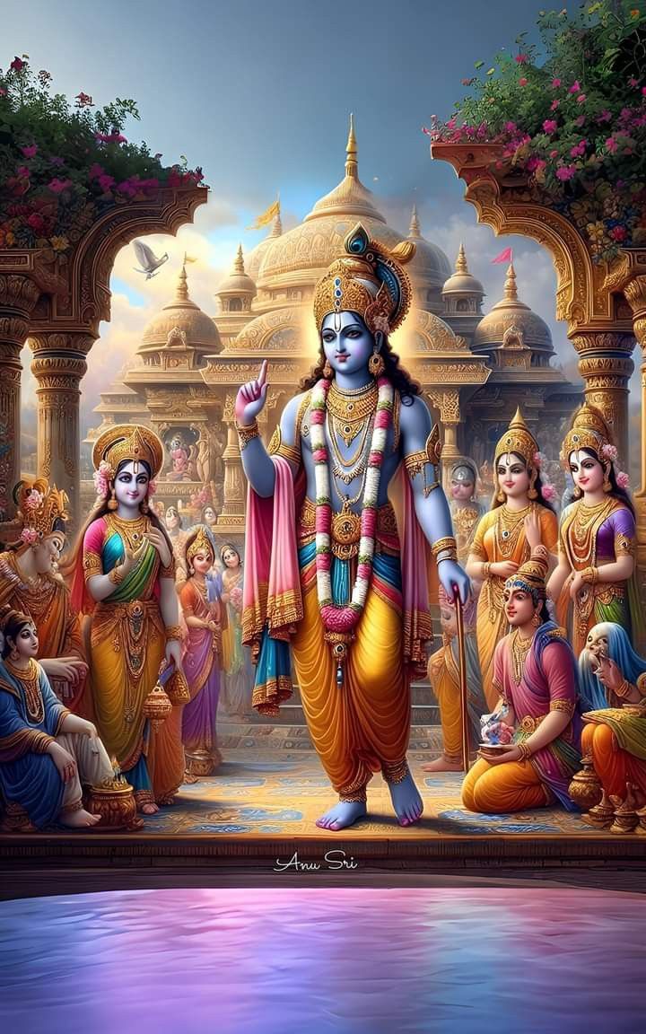 Lord Krishna with Radha and Gopis