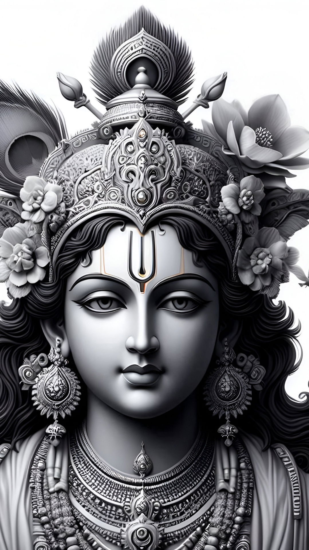 Krishna with floral crown portrait