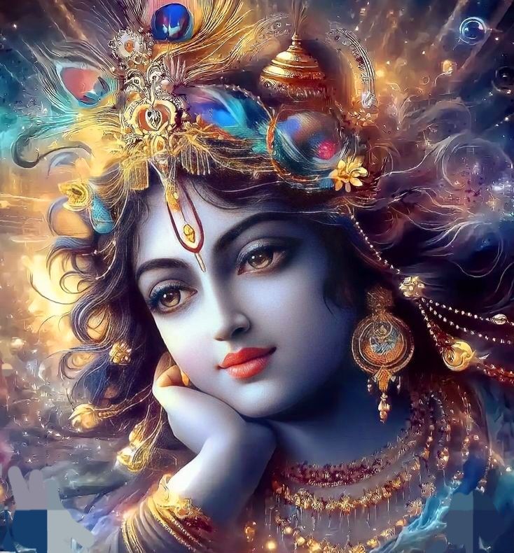 Lord Krishna with peacock feather adornment