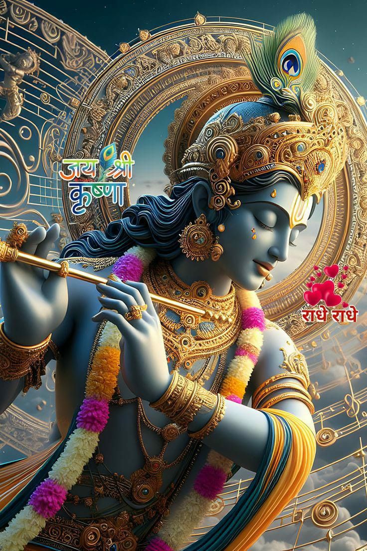 Lord Krishna playing a flute wallpaper