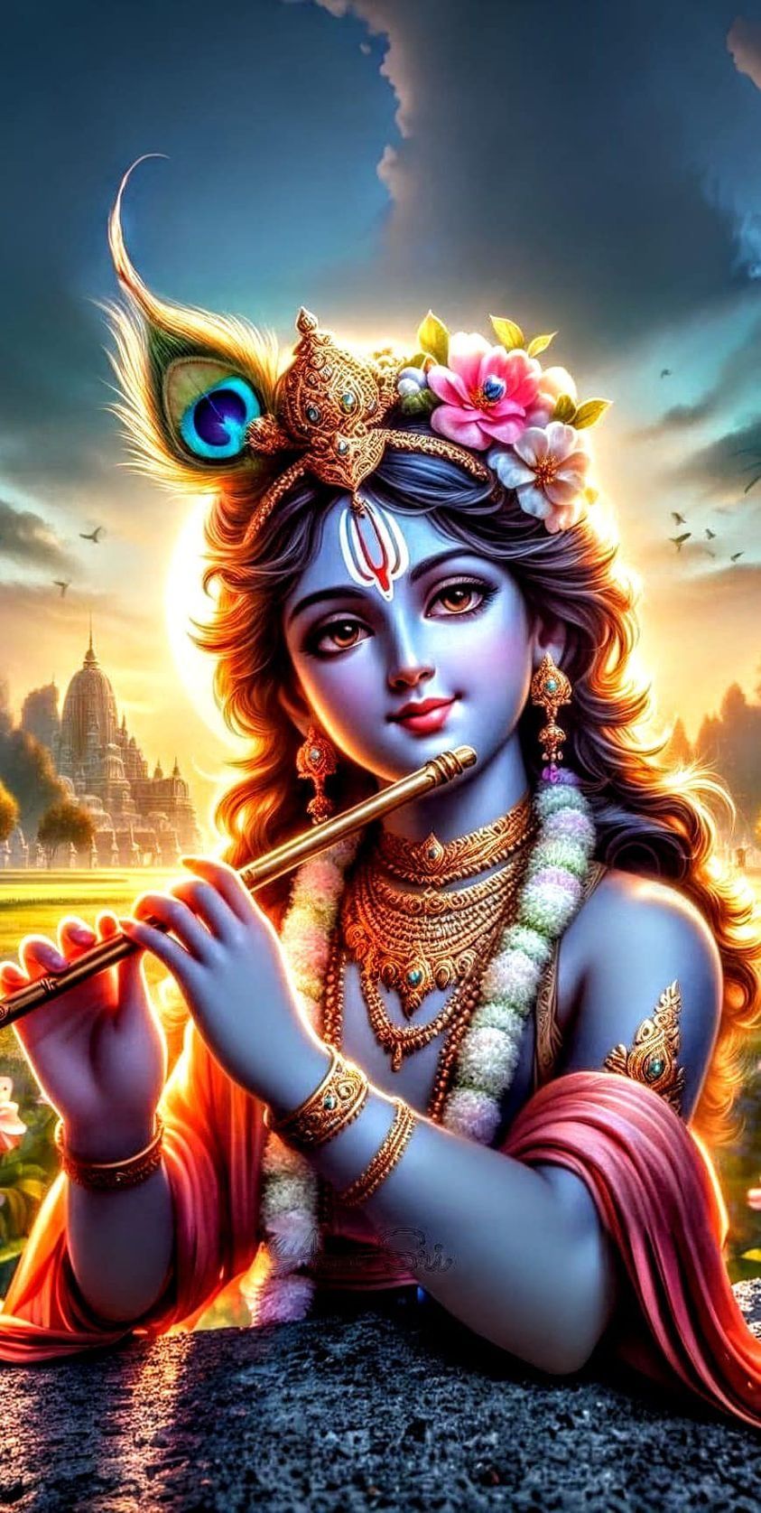 Lord Krishna playing the flute