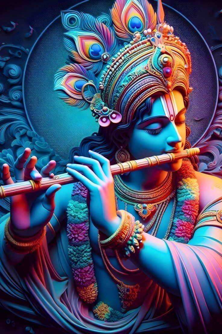 Krishna playing a flute divine art