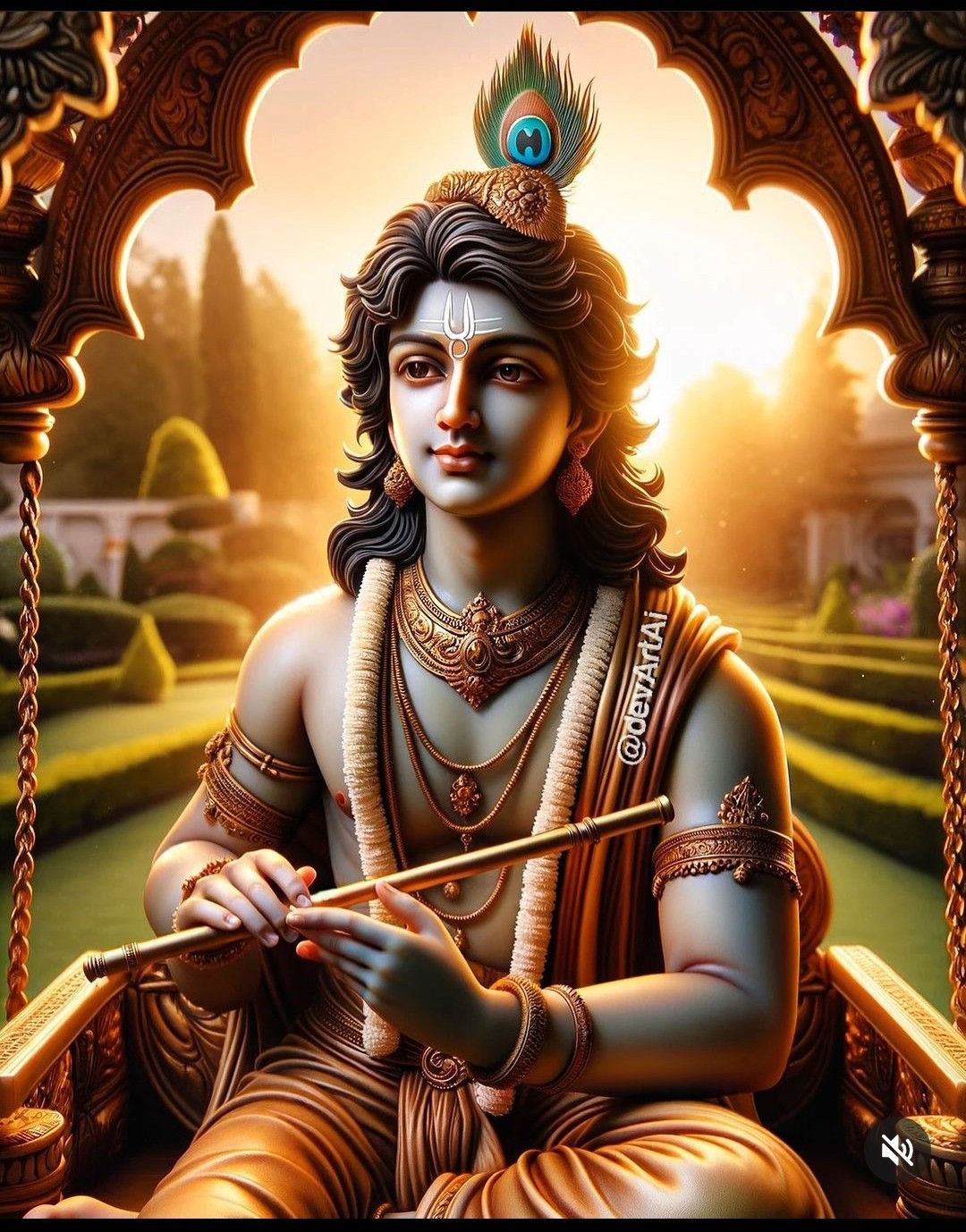 Lord Krishna playing a flute, divine art