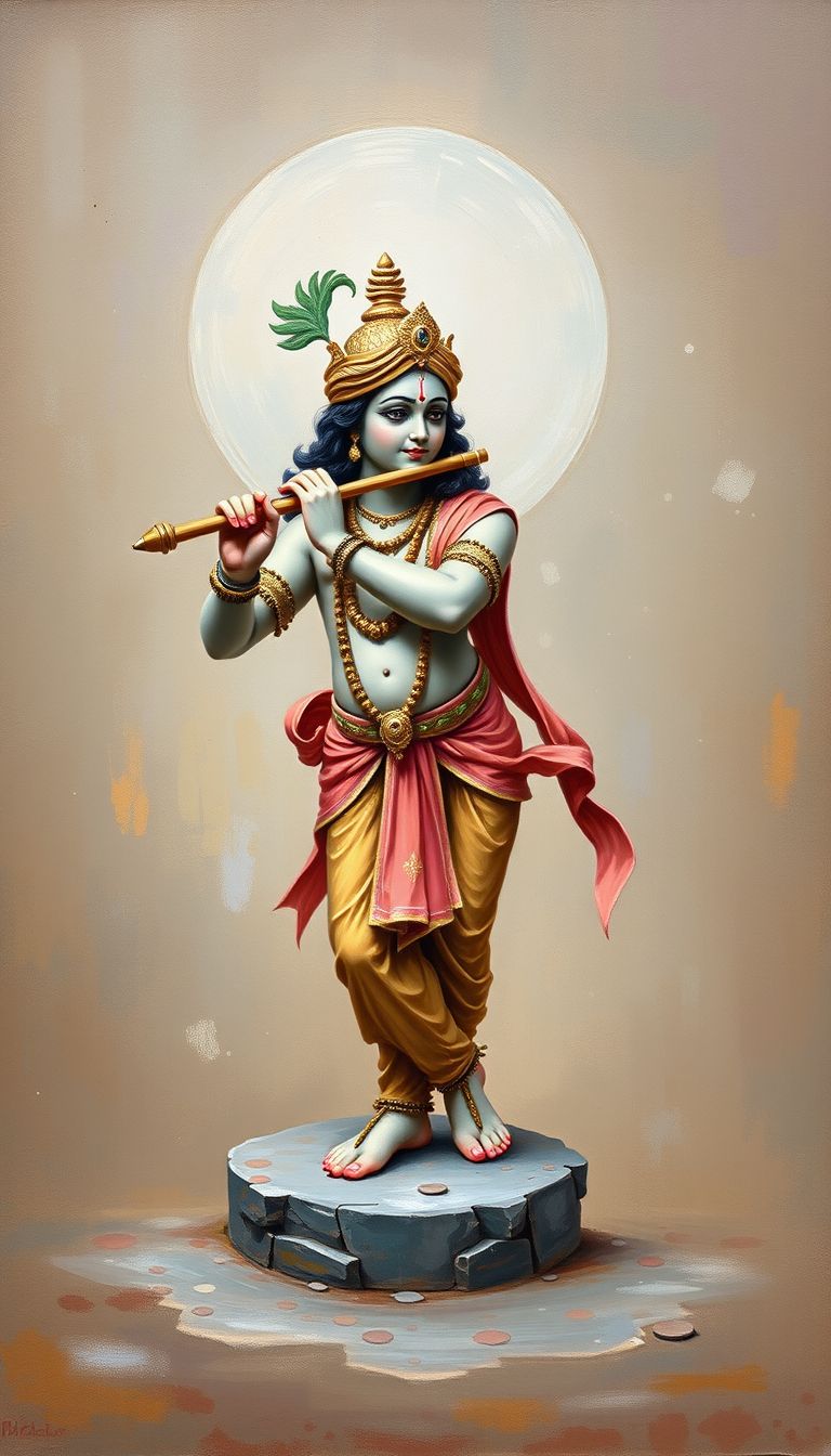 Krishna playing flute divine wallpaper