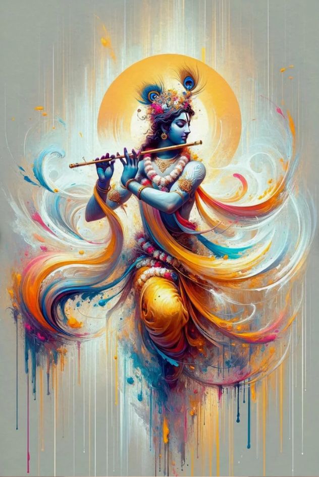 Lord Krishna playing a flute wallpaper