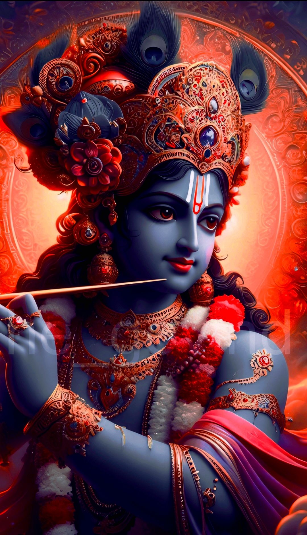 Lord Krishna playing flute divine wallpaper