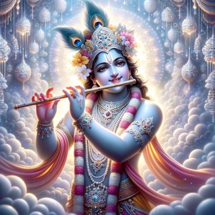 Krishna playing the enchanting flute.