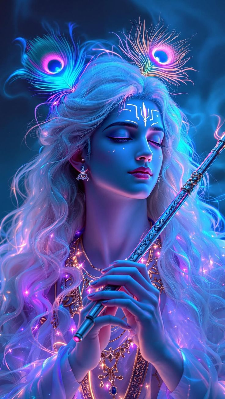 Krishna playing the flute, divine art