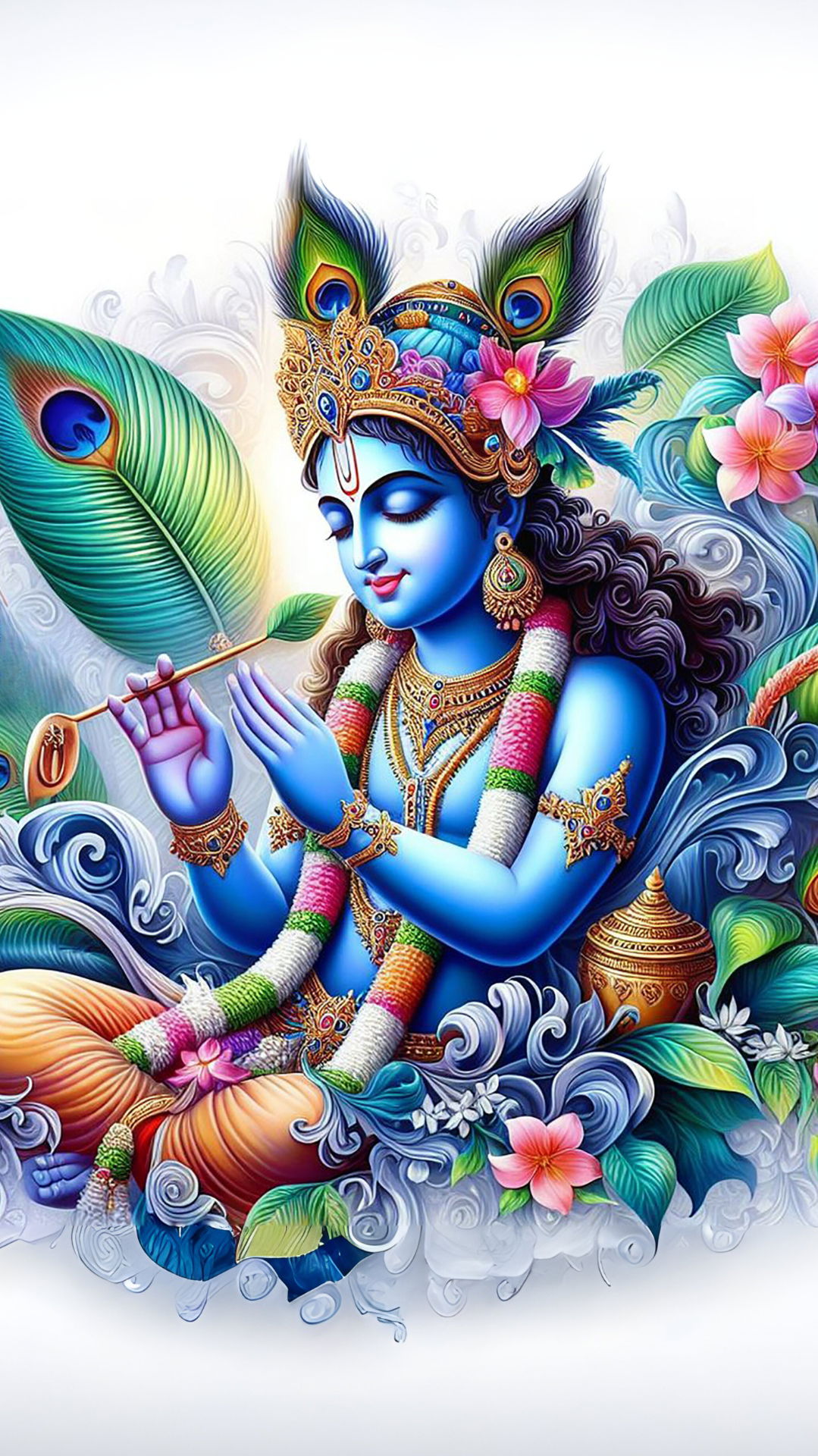 Krishna playing flute, divine wallpaper