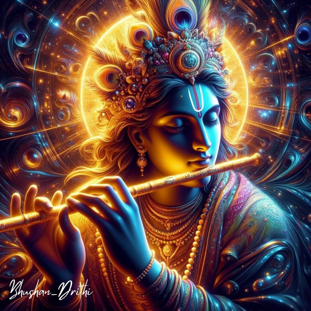 Krishna playing flute, divine wallpaper