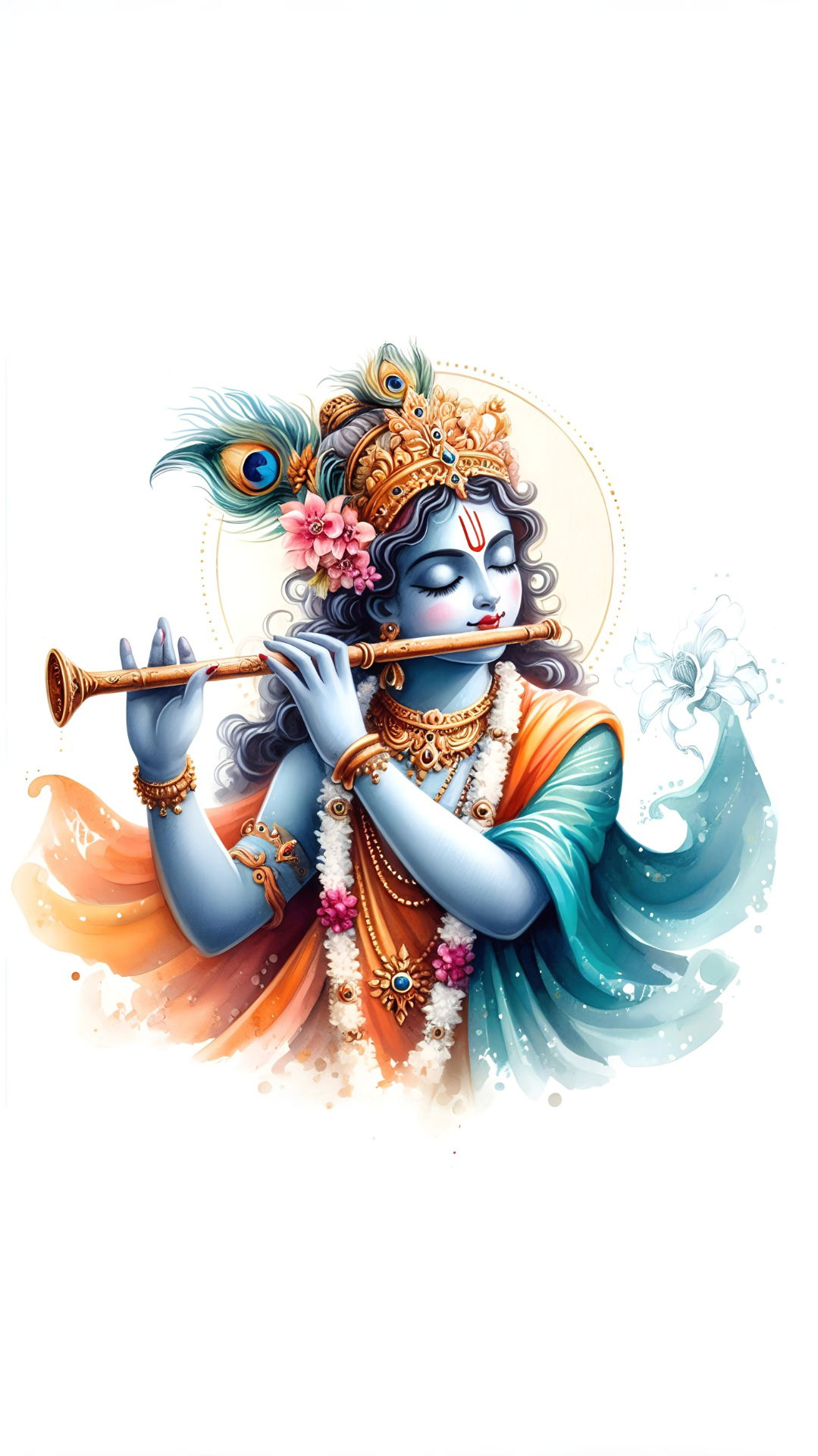 Krishna playing a flute, divine wallpaper