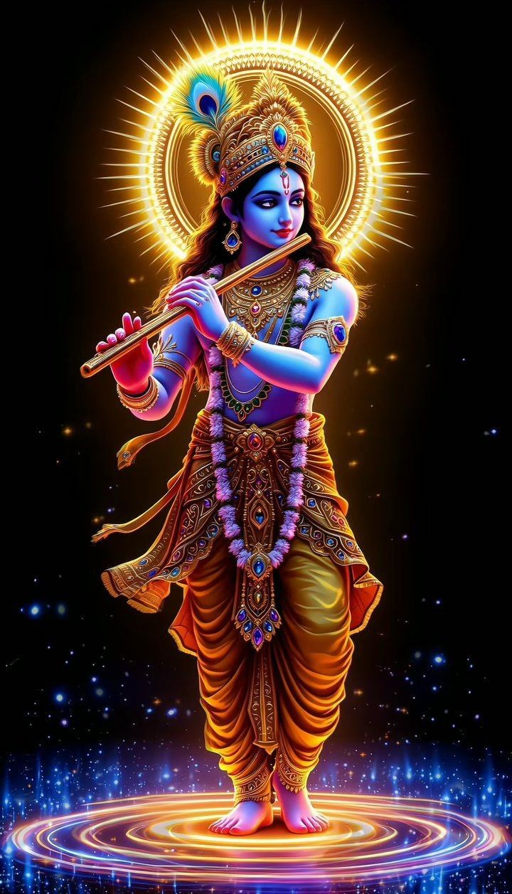 Krishna playing flute, divine wallpaper