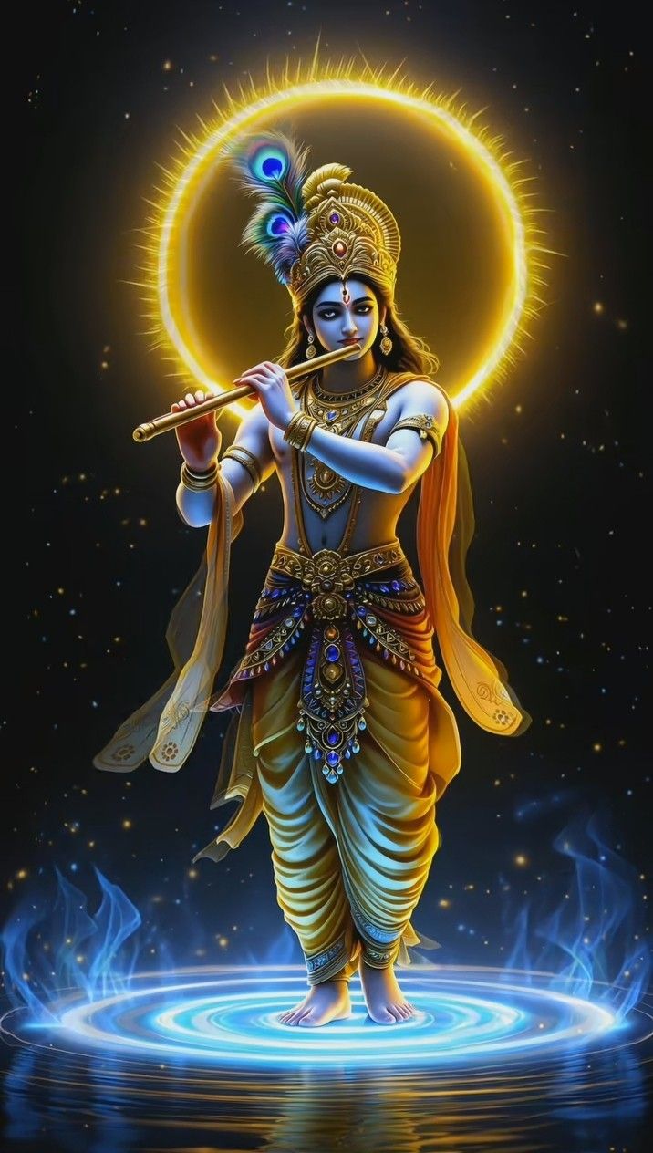 Krishna playing flute divine wallpaper