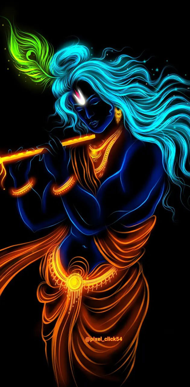 Lord Krishna playing flute divine wallpaper