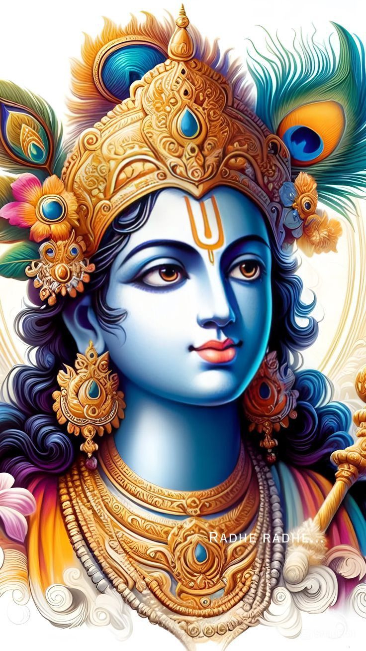 Lord Krishna with peacock feather crown