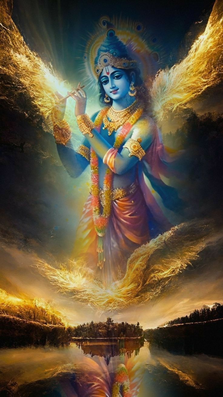 Lord Krishna playing the flute, divine