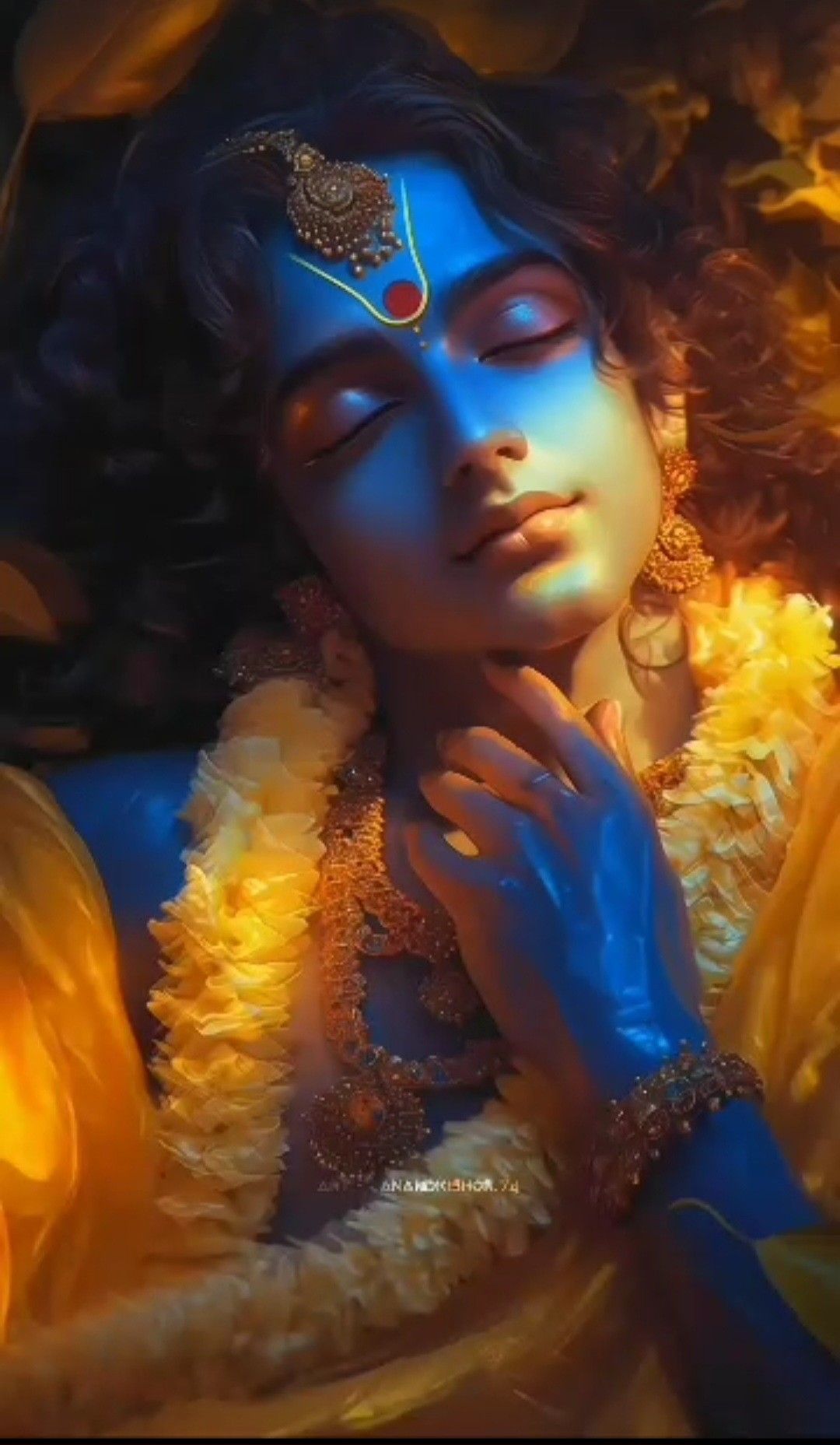 Serene Krishna resting peacefully, divine image