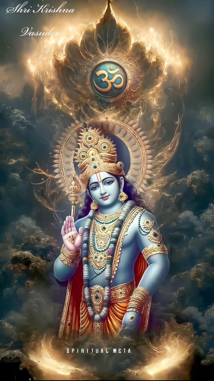 Lord Krishna with flute and peacock feather