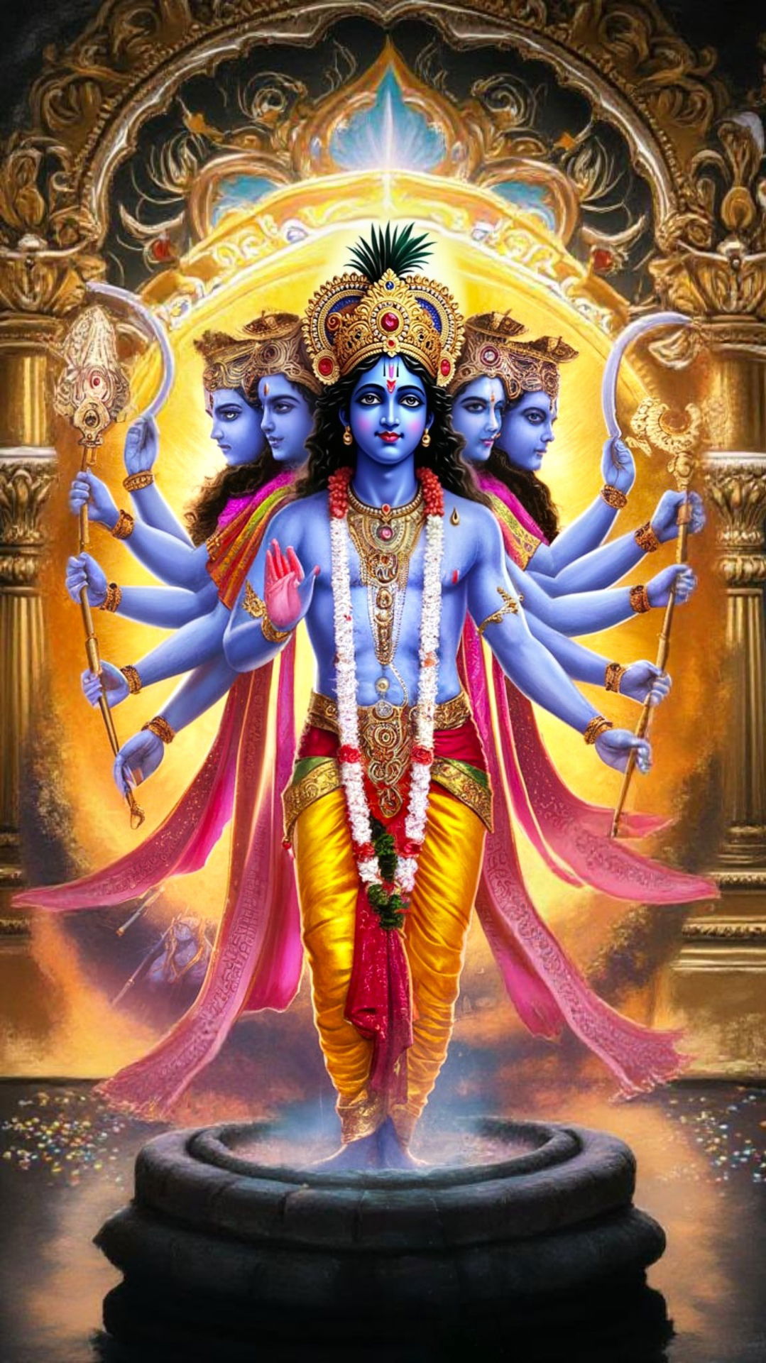 Four-armed Krishna divine manifestation wallpaper