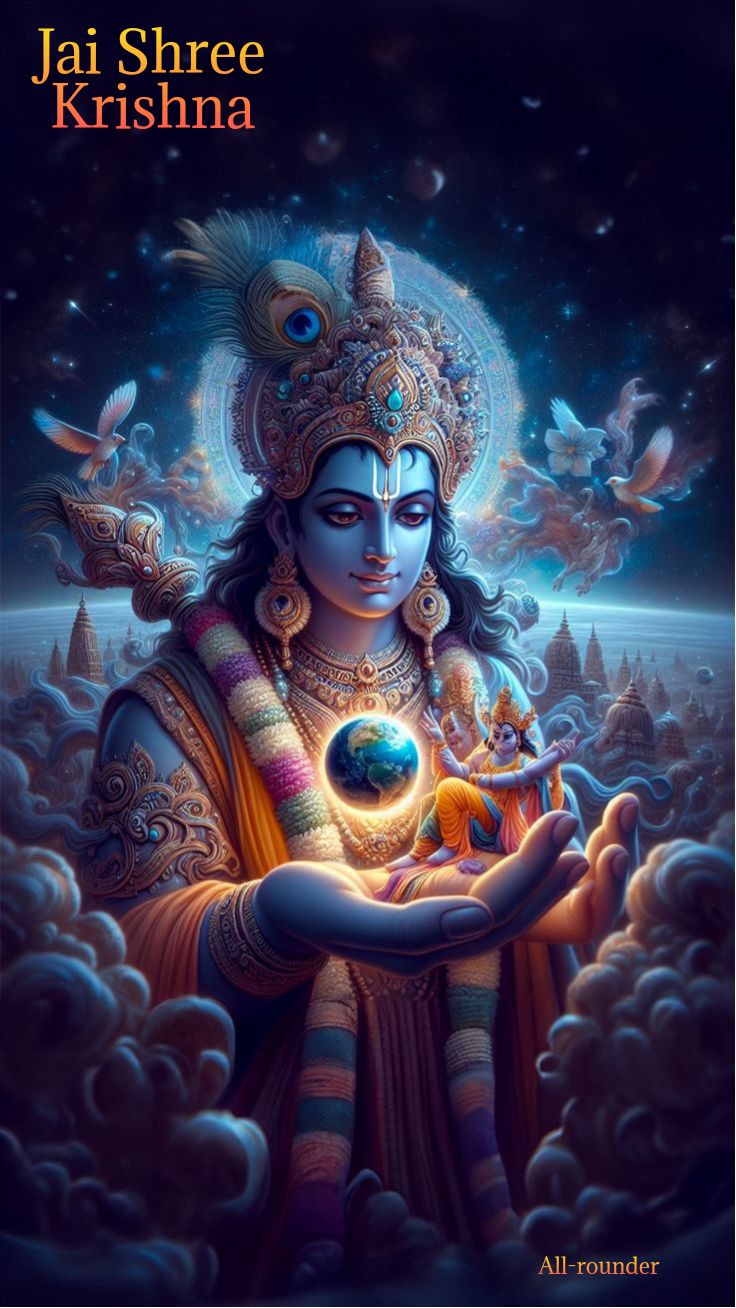 Krishna holding the universe in palms