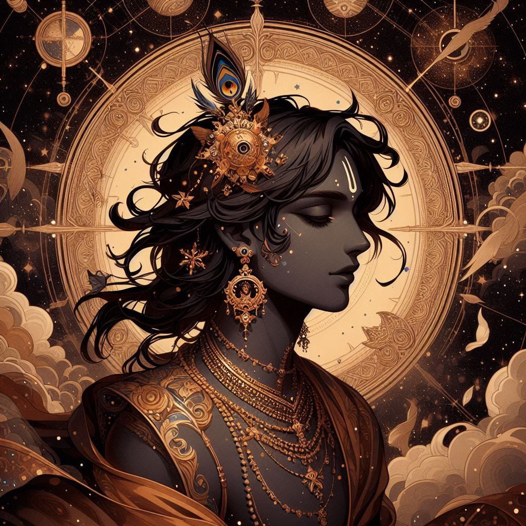 Lord Krishna amidst cosmic stars