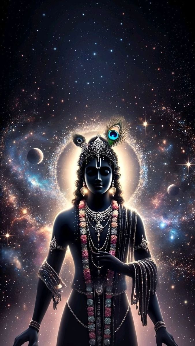 Krishna in the cosmic universe wallpaper
