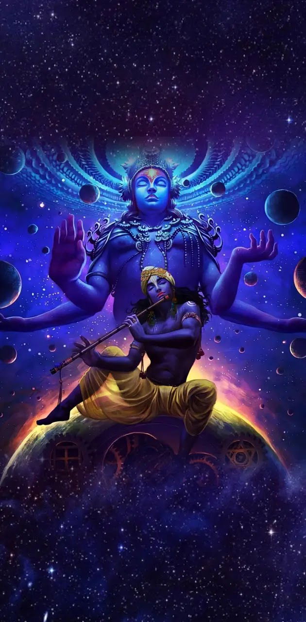 Krishna and Radha in cosmic bliss.